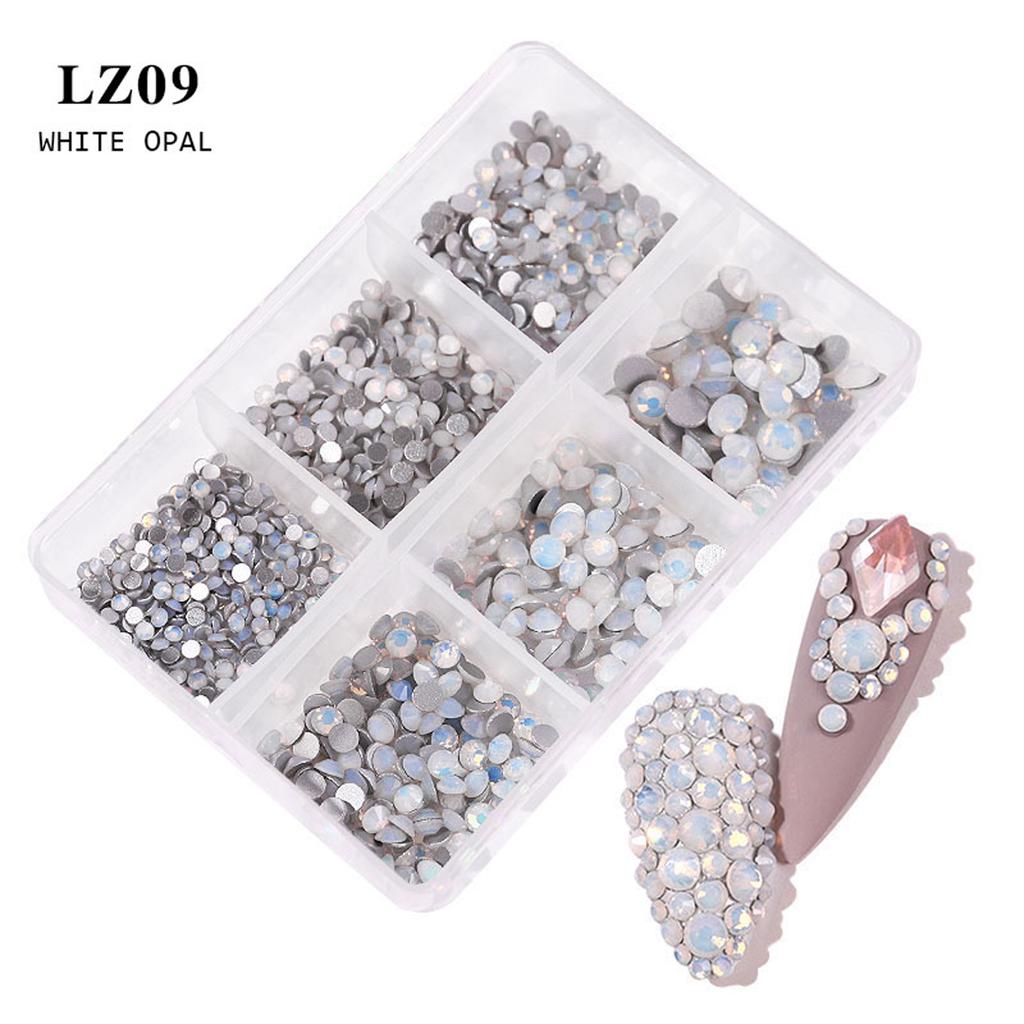 6Grids Kit Nail Decoration Mix Size Nail Diamond Flatback Rhinestone Glue Strass Diy Bling Stickers Skin Non Hotfix Crystals