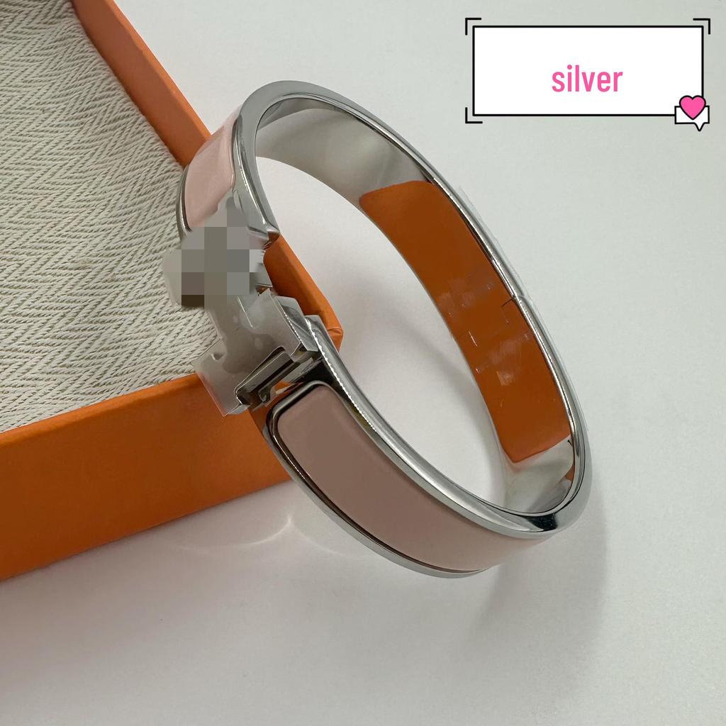 H Letter 12MM Enamel Titanium Steel Bracelet - European & American Fashion Bangle