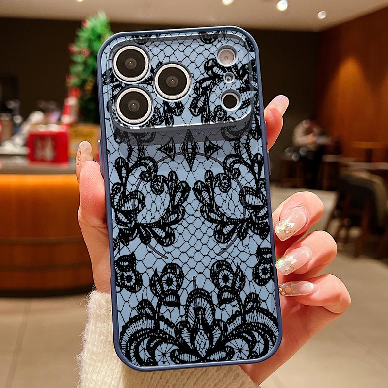 

Ретро Чехол С Цветочным Узором Мандала Для iPhone 17 Pro Max iPhone 16 15 14 13 Pro Max Магнитный Для Magsafe Гибридный ТПУ+ПК Матовый Чехол iPhone 14 синий