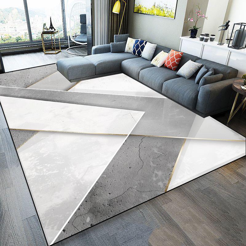 Moderner Leichter Luxus Geometrie Teppich Groß Wohnzimmer Sofa Bereich Teppich Schlafzimmer Dekoration Rutschfester Teppich Waschbare Couchtischmatte