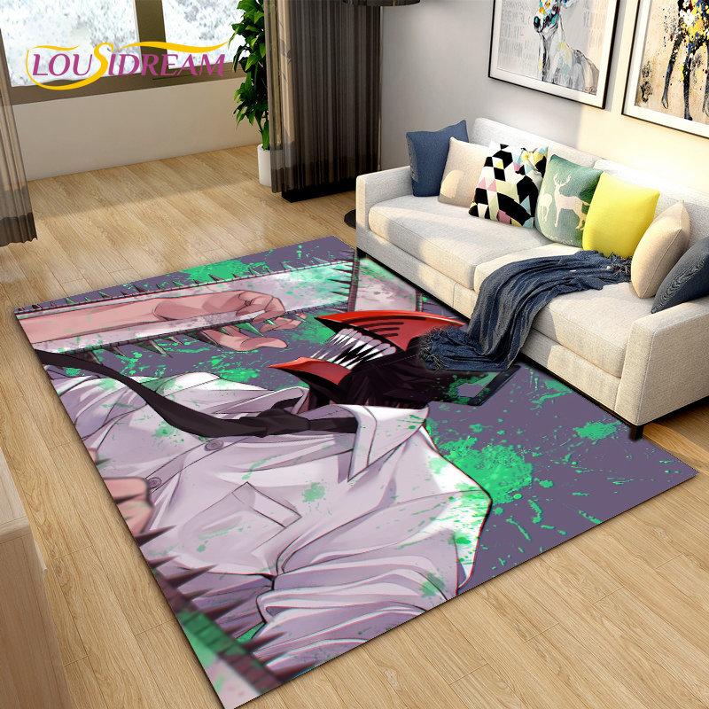 3D Anime Chainsaw Man Denji Cartoon Area Rug,Carpet Rug for Living Room Bedroom Sofa Doormat Decoration, Kids Non-slip Floor Mat