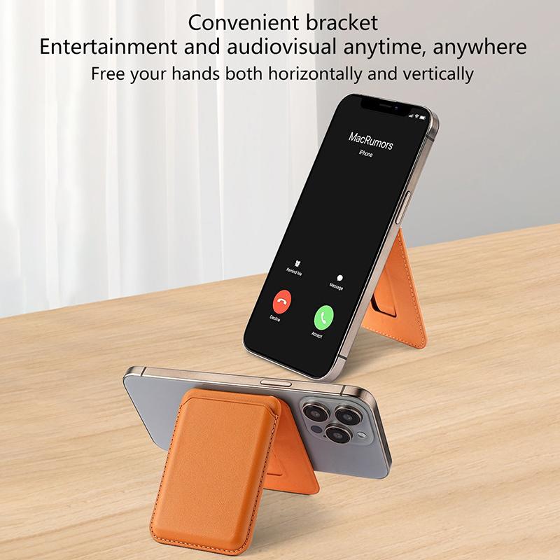 Magnetic For Magsafe Leather Wallet Card Holder For Iphone 16 15 14 13 Pro Max Hide Phone Stand Bank Id Card Holder Pocket Cover