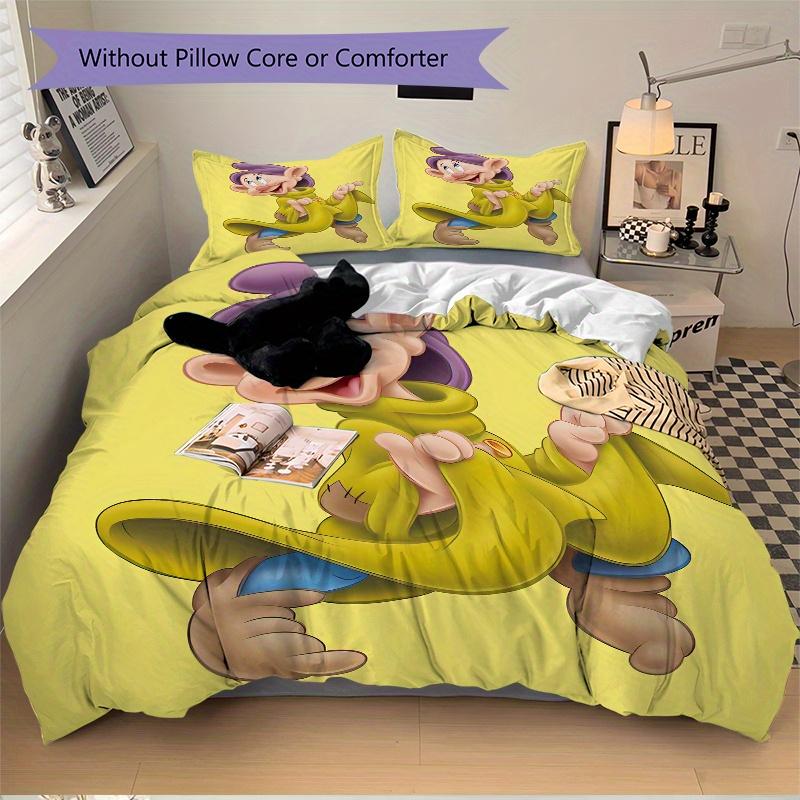 3pcs Dopey Character Bedding Set, Including 1 Quilt Cover and 2 Pillow Shams, Without Filling, Soft and Comfortable Home Bedroom D033
