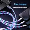 3 In 1 Glowing Cable LED Light Micro USB Type C Cable 3A Fast Charging for Samsung iPhone Xiaomi Flowing Streamer Type-C Cable