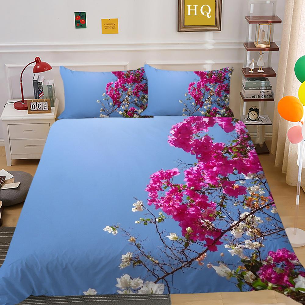 3D Flowers Printing Bed Set Twin Size Microfiber Home Bedding Set Fashion Highend Comforter Cover Set