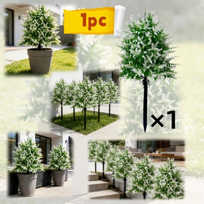 Artificial Lavender Topiary Stake Plant Fake Violet Flower Ground Stake For Garden Yard Patio Lawn Outdoor Landscape Decor