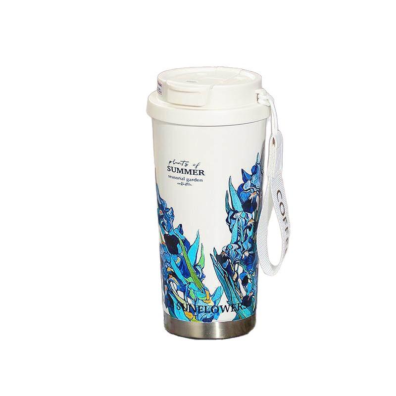 Double drinking cup Stainless steel straw thermos cup Women's portable cup Gift cup High value coffee cup