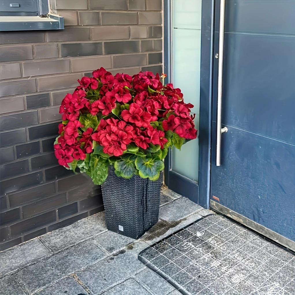 Künstliche Blumensträucher, rote Blumen aus Kunststoff, voller Seidenpflanzenbündel, verwendet für Hausgärten, Hochzeiten, Innen- und Außendekoration