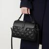 Women's Quilted Top-Grain Cowhide Leather Handbag, Multi-Way Satchel Purse with Top Handle, Flap Crossbody Shoulder Bag for Daily Use