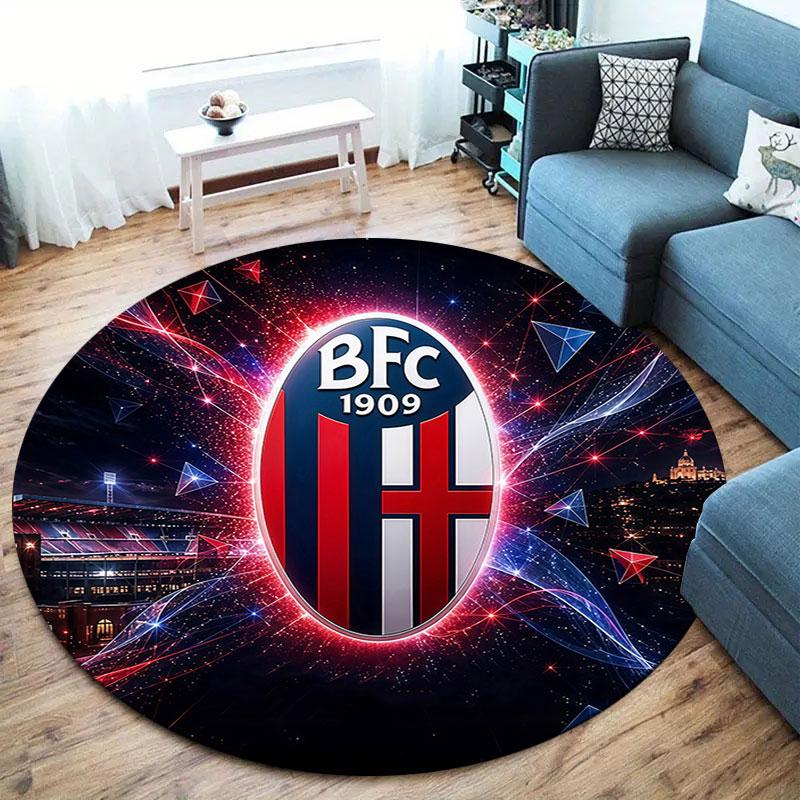 Bologna FC 1909 Round Area Rug,Carpet Rug for Living Room Bedroom Sofa Playroom Decor,Non-slip Floor Mat