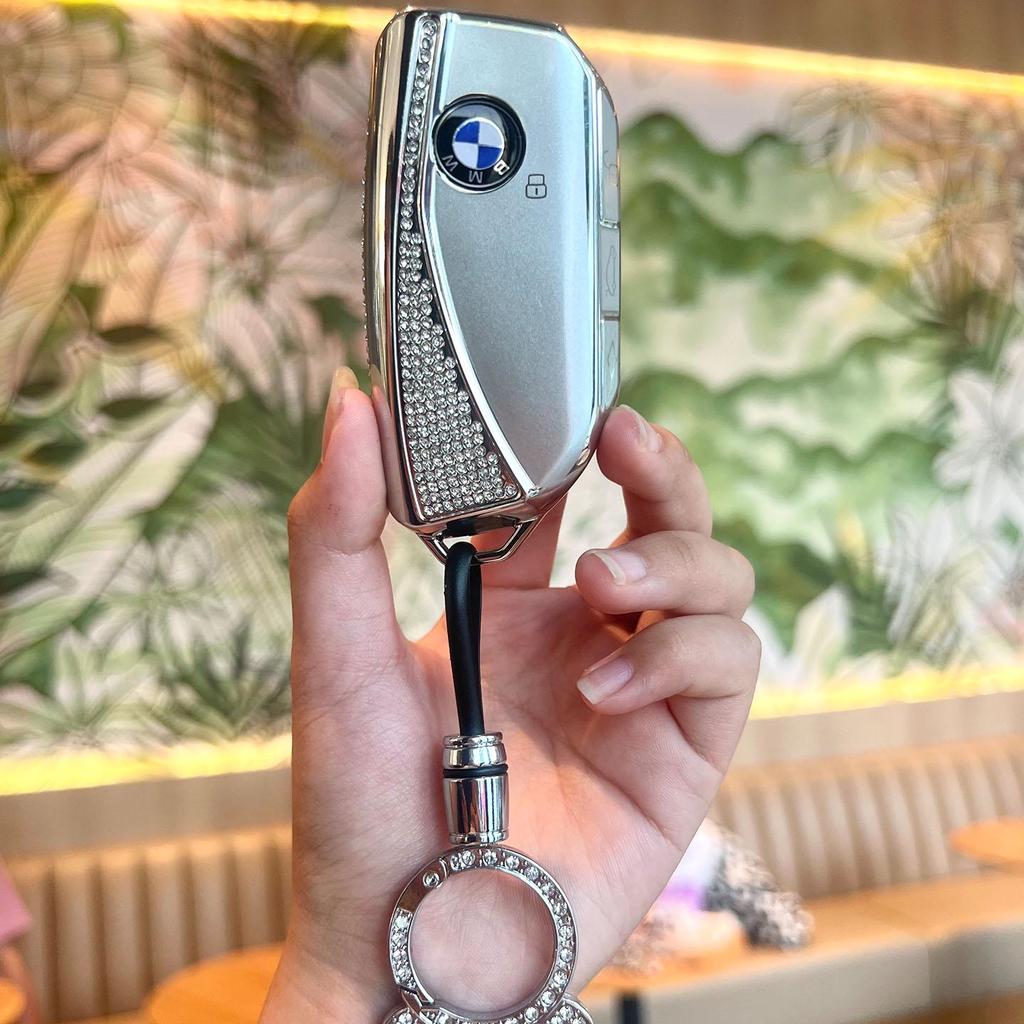 BMW Key Case: Compatible with X1, X2, X3, X4, X5, New 1 Series, 3 Series, 5 Series. Blade Style Shell with Women's Buckle Bag.