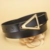 New triangle buckle leather belt - women's belt - versatile fashion decorative genuine leather belt