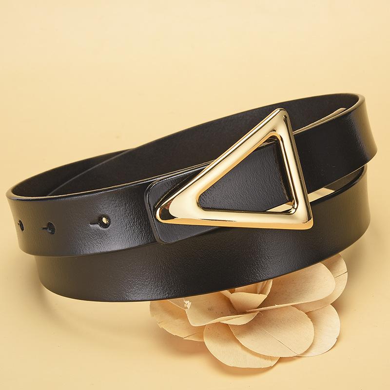 New triangle buckle leather belt - women's belt - versatile fashion decorative genuine leather belt