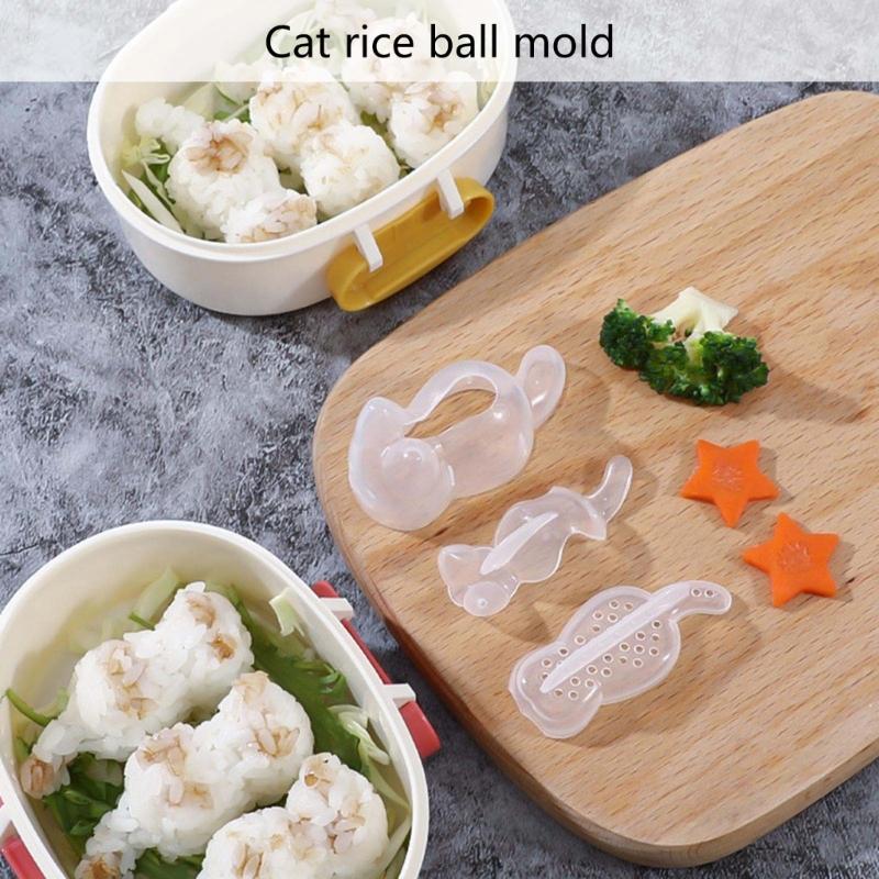 Set of 2 Cute Cats Shaped Rice Molds for Fun Meal Preparation Animal Shape Sushi Mould Mashed Potato Baking Supplies
