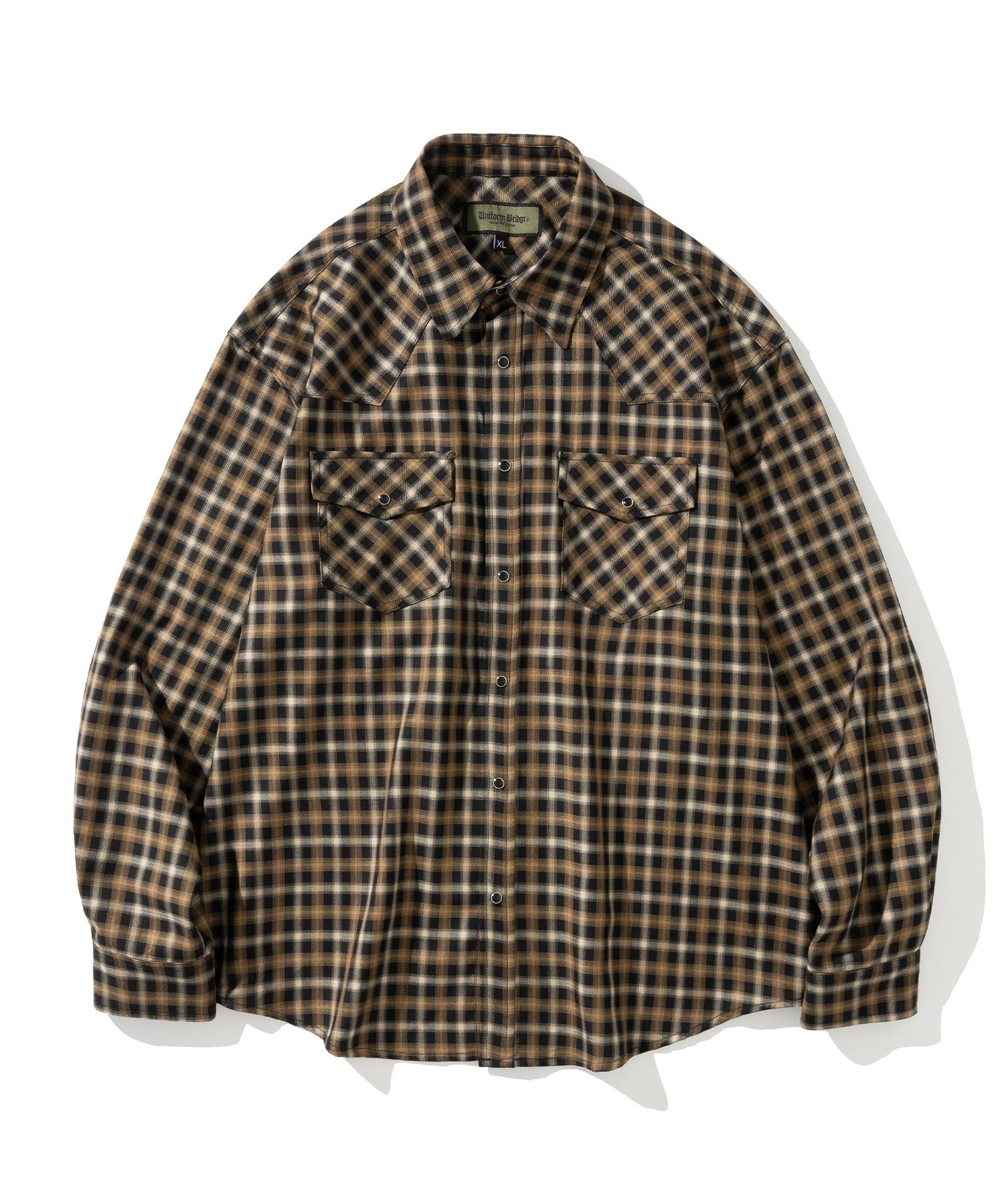 Uniform Bridge Western Check Shirt Beige M
