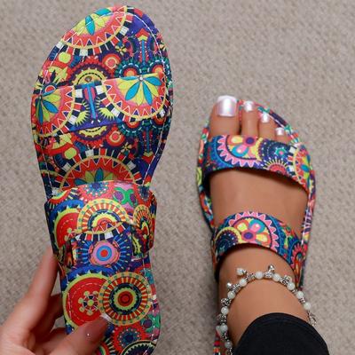 Damen Hausschuhe Lässige Leichte Schuhe Böhmisches Blumenmuster Sandalen Zehentrenner Übergröße Hausschuhe Heim-Slipper Damen