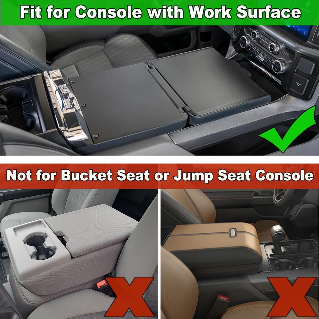 PIMCAR Center Console Cover For -2025 Ford F150, -2025 F150 Lightning Work Surface Console Armrest Cushion Leather Protector Interior Accessories