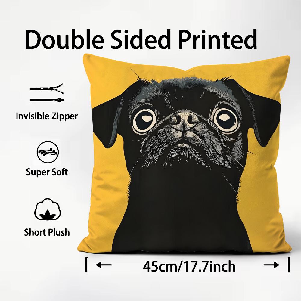 Dog Cute Cushion Cover Plush Fabric Soft DoubleSided Printed Sofa Warm Winter Home Child Gift Pillow Case