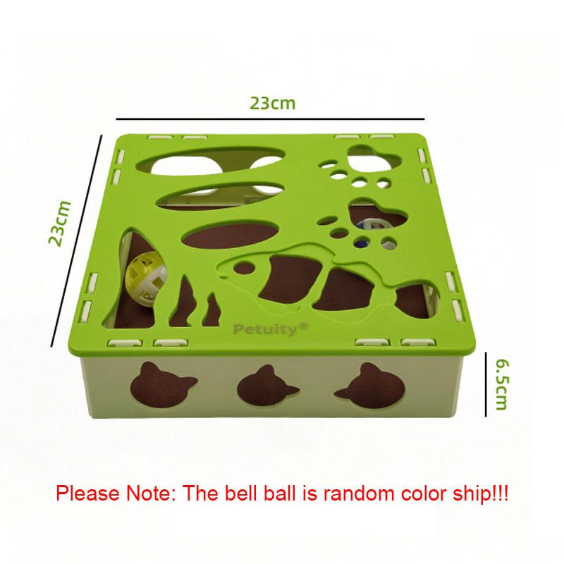 Multi-hole Maze Box Cat Toy with Bell Interactive Foraging Play Box Sandpaper Bottom Kitten Claw Grinding Toys Pets Supplies