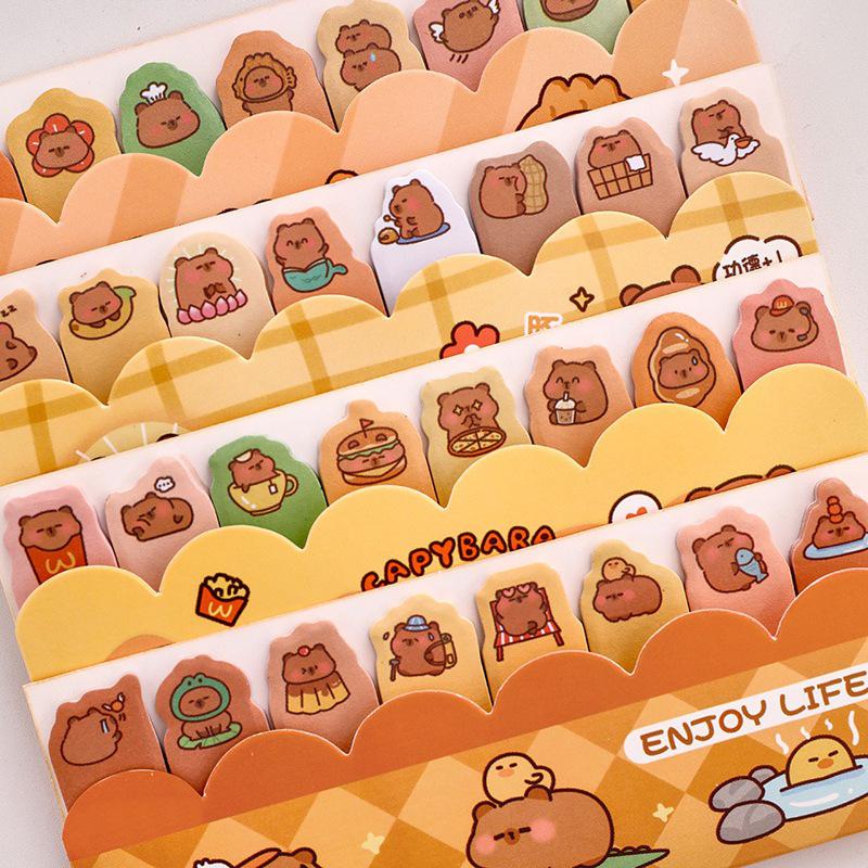 Cartoon Capybara Sticky Notes for Students - Cute Index Marker Stickers