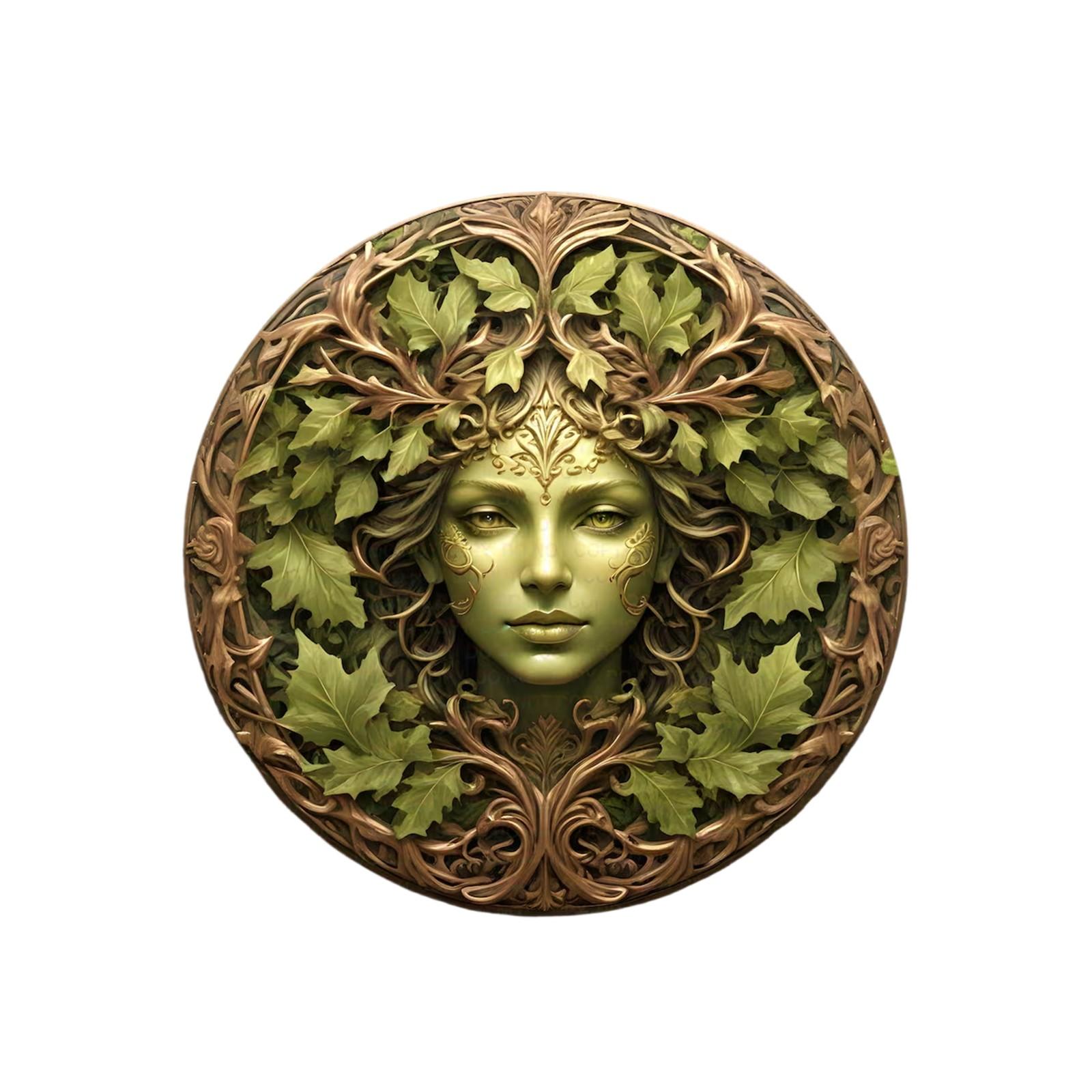 

Зеленая женщина металлический знак, графический принт садовая открытка, забавный садовый знак One Size