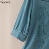 ZANZEA Women Square Neck Casual Flower Splice Summer 3/4 Sleeve Blouse