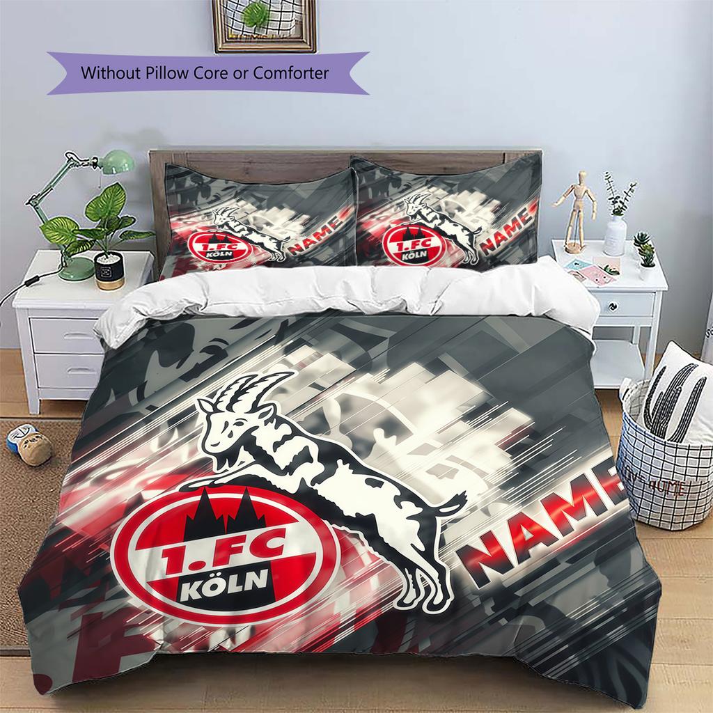 Nome Personalizzato 1. Set Copripiumino Trapuntato con Fantasia FC Köln Decorazione per la Casa Regalo (1 * copripiumino + 2 * federe senza imbottitura)