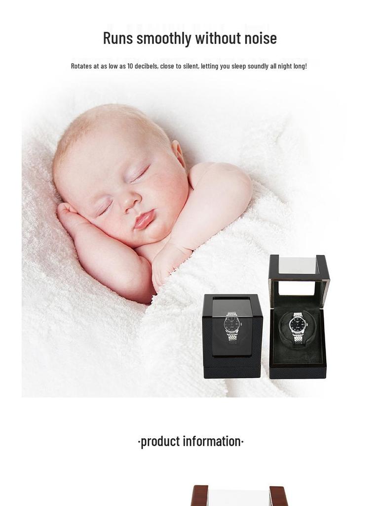 Black Carbon Fiber Single Watch Winder - Automatic Electric Rotator for Mechanical Watches.