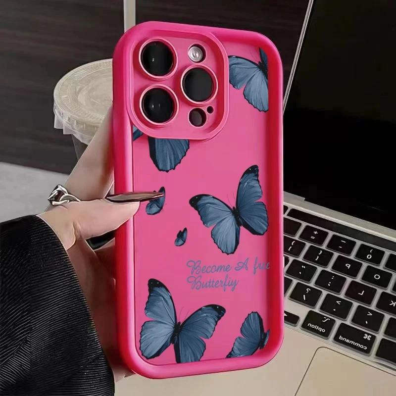 

Retro Butterfly Silicone Phone Case For iPhone 14 15 Pro Max Plus 13 12 11 Pro XS Max 7 8 Plus SE 2 X XR Shockproof Full Cover SE 2020 or SE 2022
