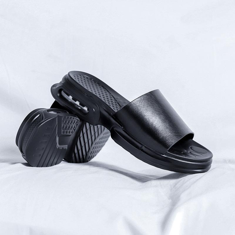 

Тапочки мужские 2025 новые летние сандалии с одним словом мужские персонализированные уличные трендовые пляжные туфли 3410-R 38 чёрный