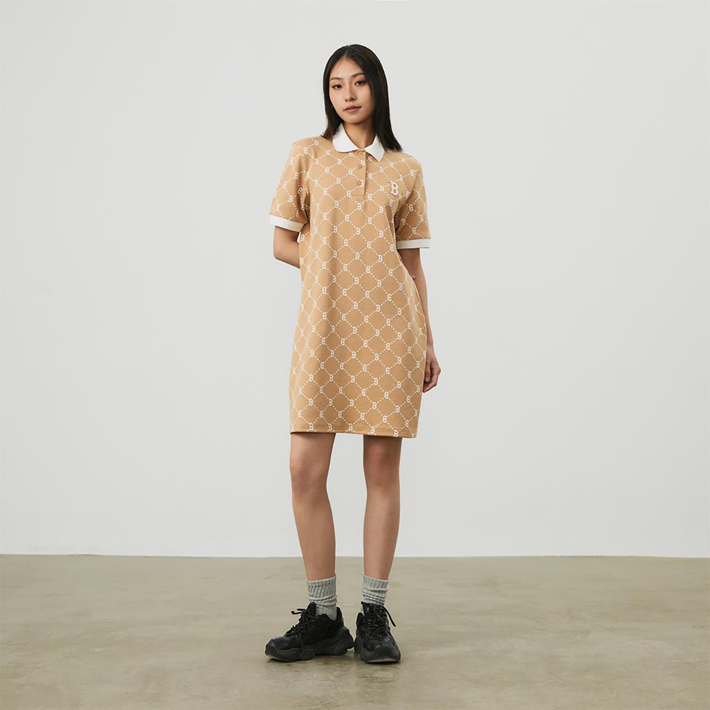 New MLB Boston Red Sox SS24 Short Sleeved Dress Women's Light Camel 3FOPM0443-43CAL