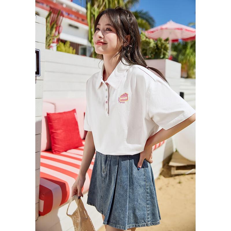 TonLion 2025 Summer Women's Dessert Print Short Sleeve Polo Shirt