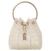 Bon Bon Polka Dot Heart Print Drawstring Closure Bucket Bag Fabric Shoulder Tote Women Bags Latte Light-Gold J000178929