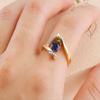 Creative Fashion Blue Stone Wedding Ring for Women Exquisite Gold Color Inlaid White Zircon Stones Engagement Ring Jewelry