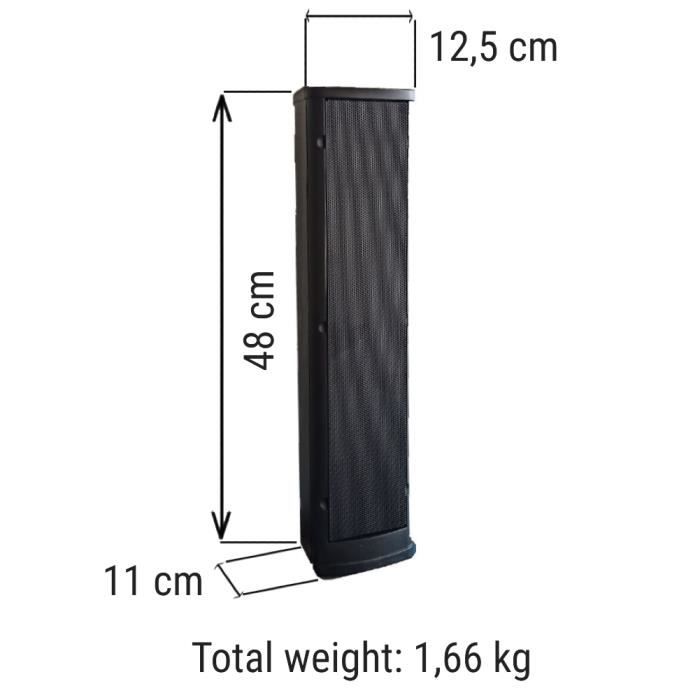 1 haut-parleur colonne noir 3 voies 111 W 50 watts max 8 ohms pour système hi-fi home cinéma pour mur d'église maison, 1 pièce