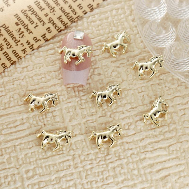 20Pcs Minimally Designed Three-dimensional Horse Nail Decor Alloy Nail Art Charm Manicure Decoration Accessories