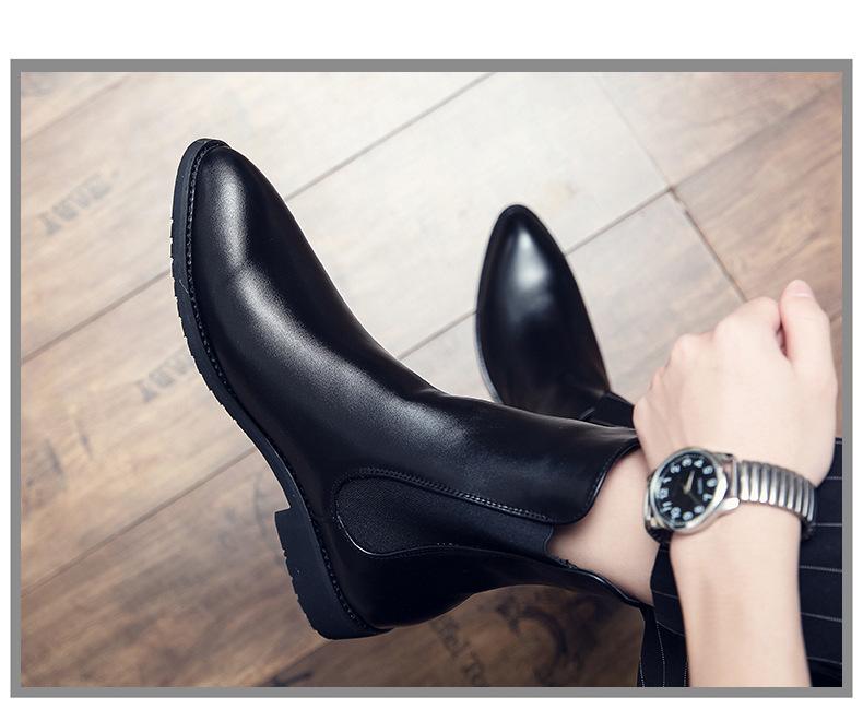 Men's Large Size Black Leather Chelsea Boots - Autumn/Winter 2021 Fashion, Business Casual, Mid-High Martin Style