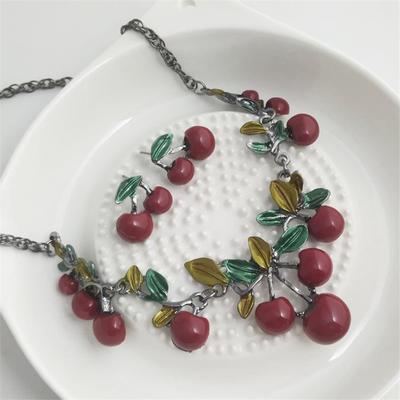 Cherry Set Ornaments Pendants Earrings Necklace and Earring Set Necklaces for Women Necklace