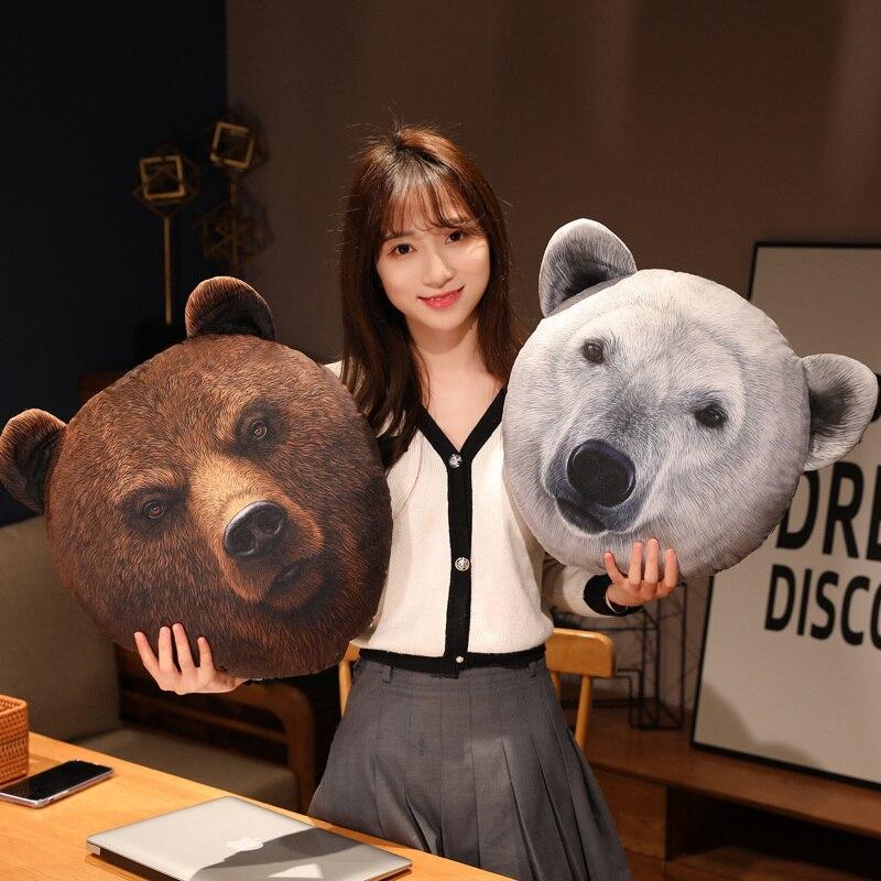 Simulation Animal Head Pillow Pig Bear Panda Doll Soft Realistic Toy Kids Birthday Gift Home Decoration Stylish Appearance Practical Daily Use