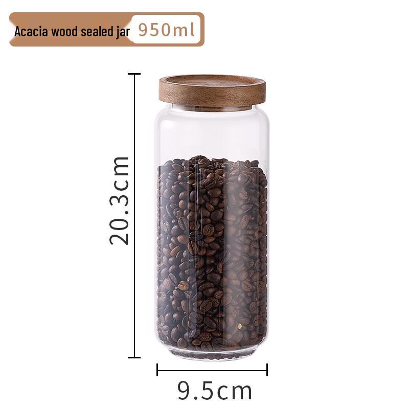 ZISIZ Acacia Wood Glass Storage Jar Set