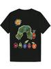 Crew Neck Polyester T-shirt with Vibrant Caterpillar & Fruit Design - Lightweight