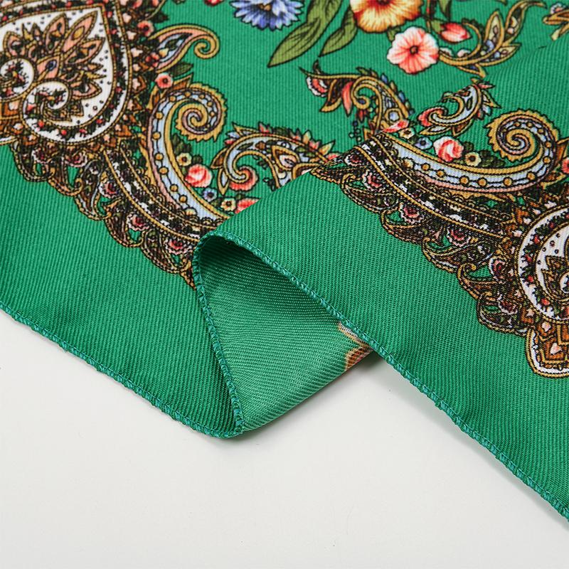

High-Quality 70Cm Square Fashion Scarf Women Floral Cotton Bandanas Lady Scarves Hijab Headband Accessories Handkerchief Hair 70x70cm