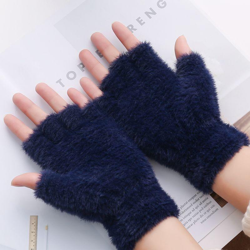 Winter Mink Imitation Solid Color Gloves