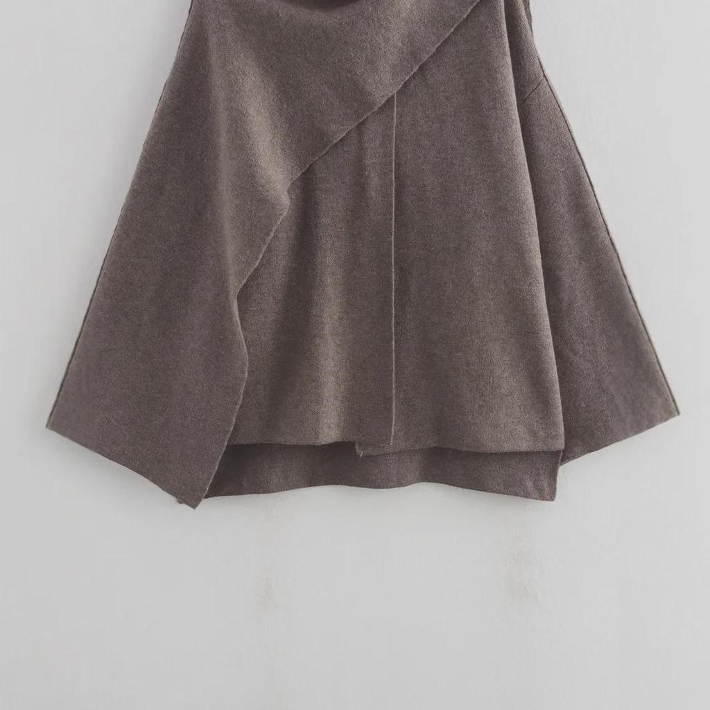 Women's Asymmetric Knitted Scarf Jacket - Fall/Winter 2025 European & American Style