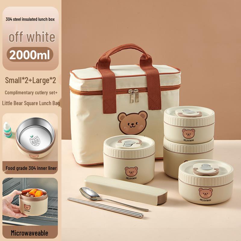 Stainless Steel Insulated Lunch Box & Soup Bowl - Microwave Safe Cartoon Bento for Office Workers