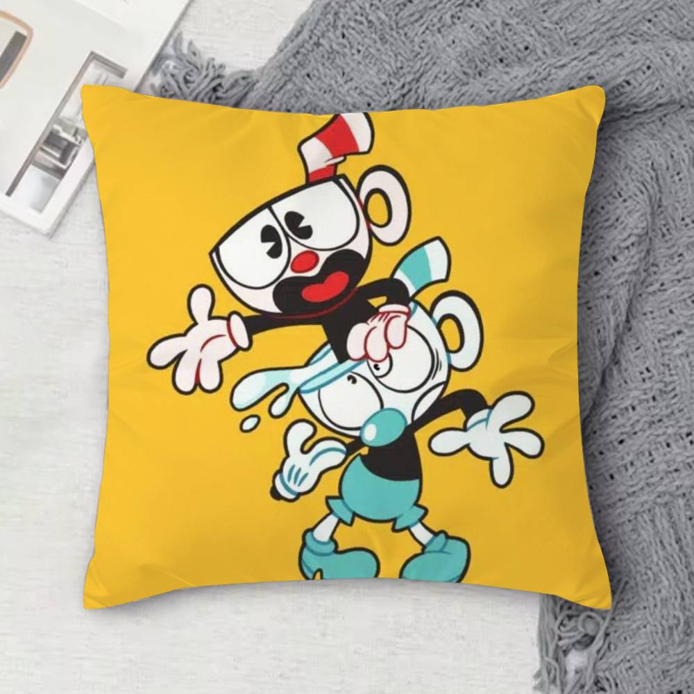 C-Cuphead Double-Sided Printed Square Decorative Cushion Cover For Sofa Living Room Home Decor