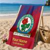 Custom Name Blackburn Rovers Crest Personalized Microfiber Beach Towel, Quick-Dry, Ideal for Summer Travel, Beach Essential, Swimming