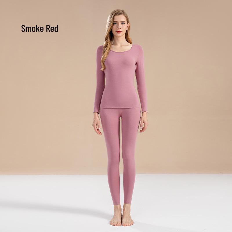 Ensemble d'automne pour femmes en pur coton uni: Couche de base, Pull, Pantalon, Sous-vêtements chauds fins pour filles