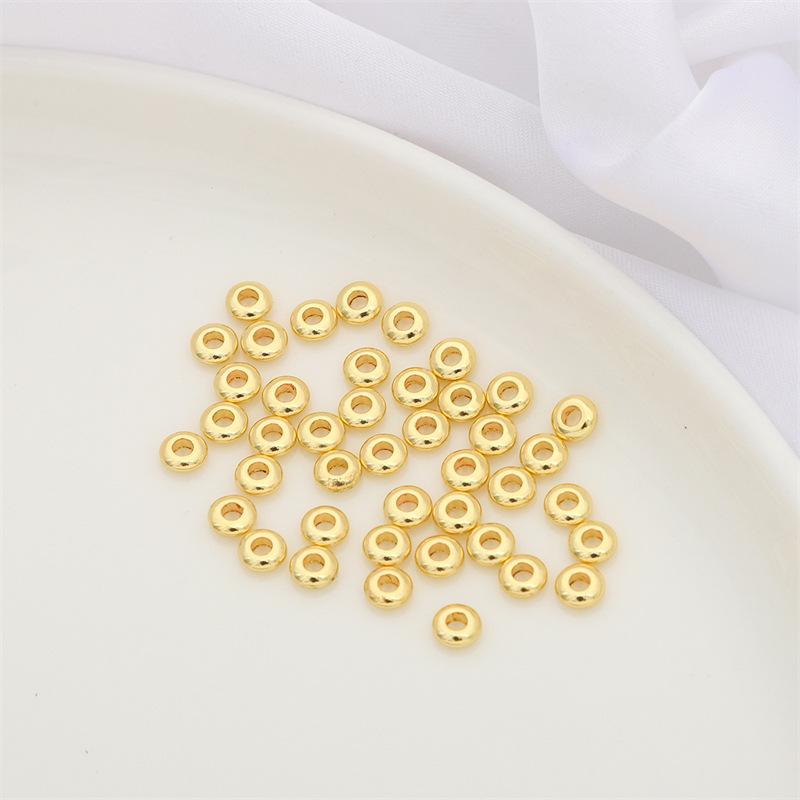 14K Gold-Plated Silver Tone Beads: Thick Spacer & Flat Loose Beads for DIY Jewelry and Bracelets