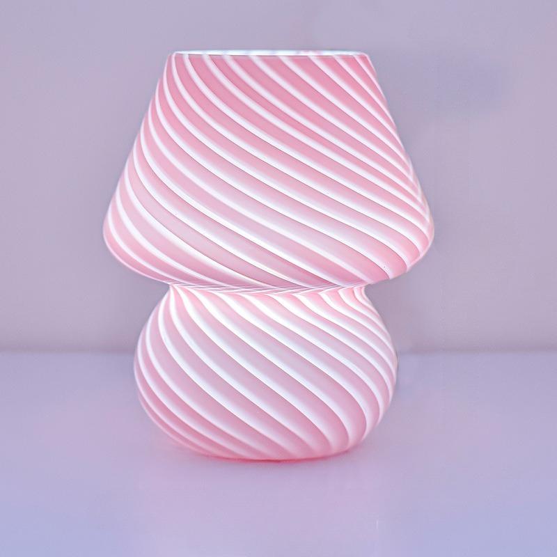 1Pc Creative Glass Table Lamp Retro Xiaohongshu Mushroom Lamp Homestay Study Ins Night Lamp Bedroom Sleep Bedside Lamp